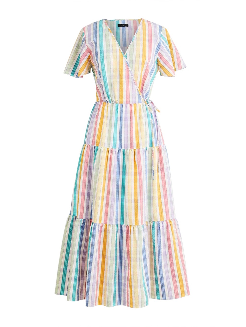 J. Crew Faux-wrap Maxi Dress in Rainbow Gingham NWT